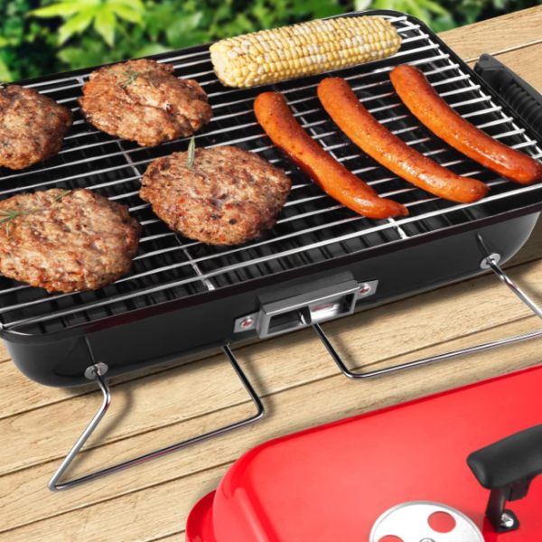 Portable Tabletop Charcoal BBQ Smoker Grill, Compact Outdoor Cooking Grill for Picnic, Camping and Backyard Use