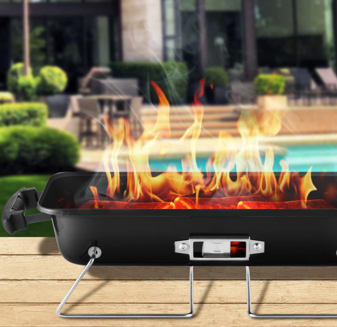 Portable Tabletop Charcoal BBQ Smoker Grill, Compact Outdoor Cooking Grill for Picnic, Camping and Backyard Use Image 2