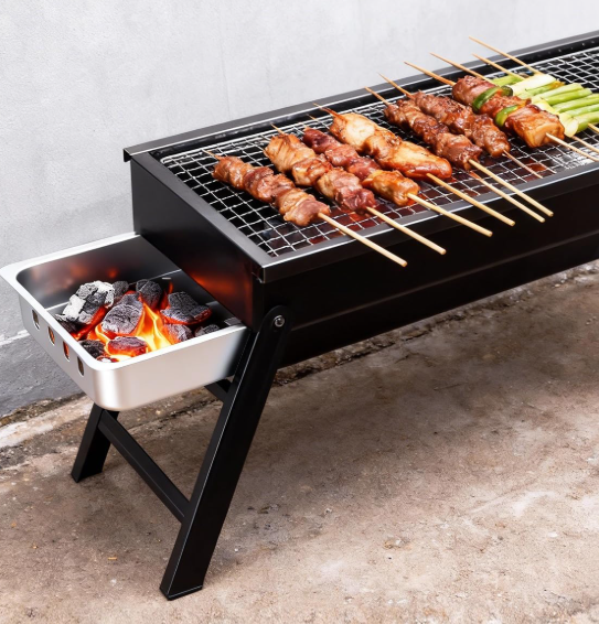 Folding Portable Charcoal BBQ Grill, Outdoor Cooking Grill for Camping, Travel and Backyard Barbecue