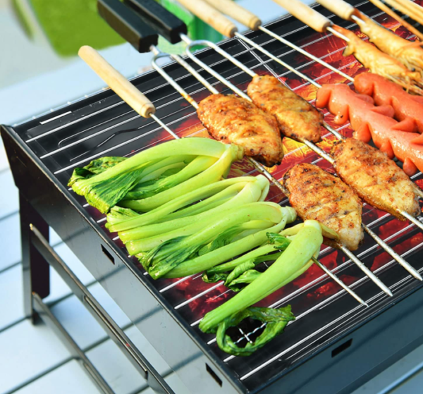 Foldable Charcoal BBQ Smoker Grill for Outdoor Cooking, Portable Barbecue Grill for Camping, Hiking and Backyard Use