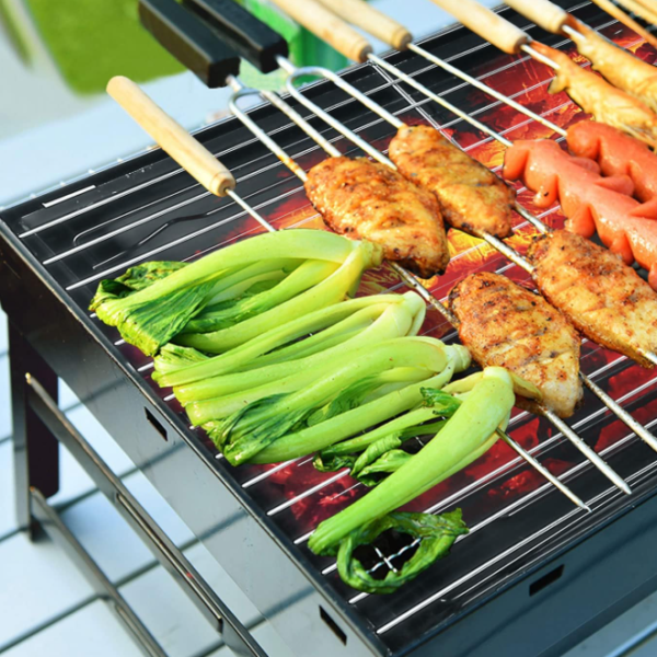Foldable Charcoal BBQ Smoker Grill for Outdoor Cooking, Portable Barbecue Grill for Camping, Hiking and Backyard Use