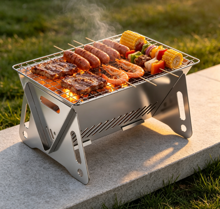 Mini Portable Charcoal Grill with Carry Bag, Compact Outdoor BBQ Cooker for Camping, Hiking and Picnic