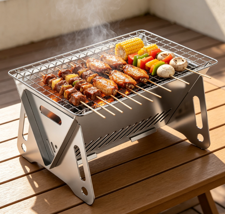 Mini Portable Charcoal Grill with Carry Bag, Compact Outdoor BBQ Cooker for Camping, Hiking and Picnic Image 2