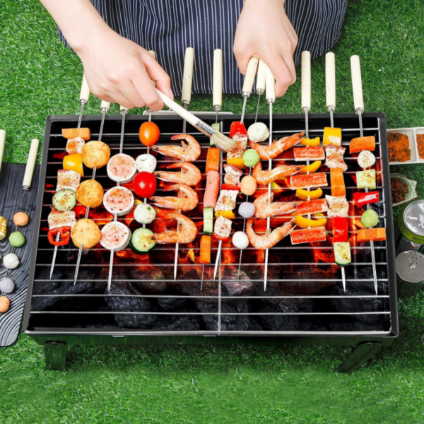 Lightweight Folding Charcoal BBQ Grill, Compact Tabletop Outdoor Grill for Camping, Garden Party and Travel Cooking