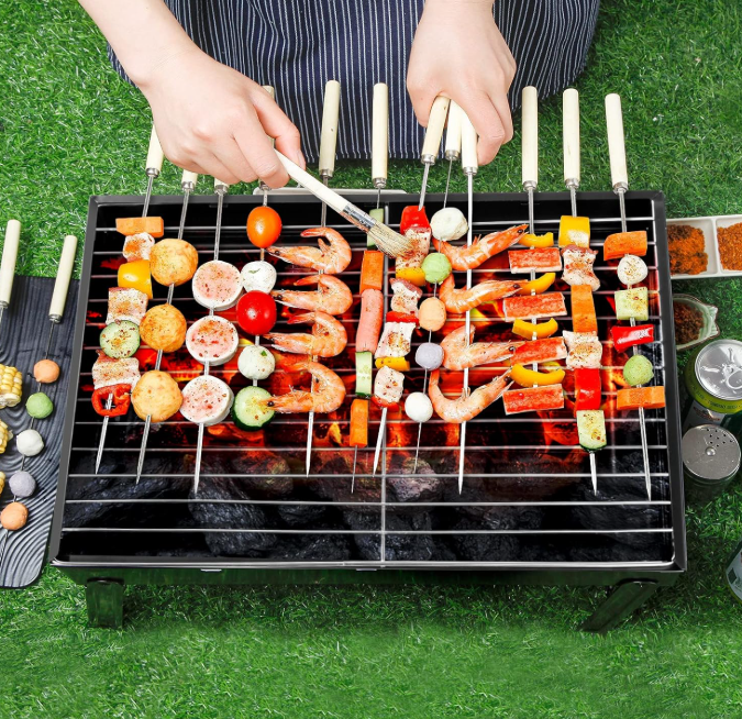 Lightweight Folding Charcoal BBQ Grill, Compact Tabletop Outdoor Grill for Camping, Garden Party and Travel Cooking