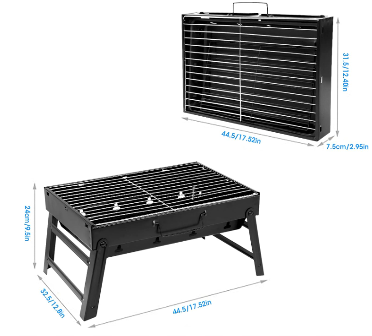 Lightweight Folding Charcoal BBQ Grill, Compact Tabletop Outdoor Grill for Camping, Garden Party and Travel Cooking Image 2