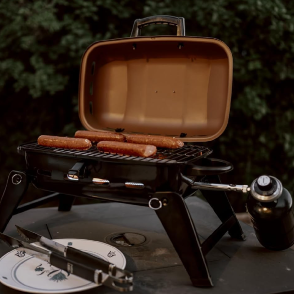 Portable Propane Tabletop Grill with Heat Resistant Handles, Outdoor Gas BBQ Grill for Camping, Travel and Home Use