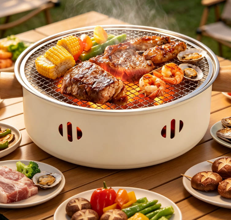 Mini Tabletop Charcoal BBQ Grill with Stainless Steel Cooking Rack, Compact Outdoor Grill for Camping and Backyard Cooking Image 2